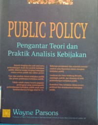 Image of Public policy pengantar teori dan praktik analisis kebijakan